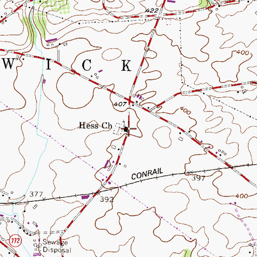 Topographic Map of Hess Church, PA