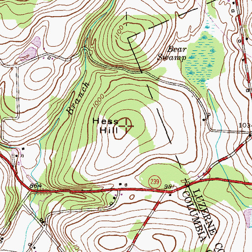 Topographic Map of Hess Hill, PA