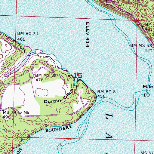 Topographic Map of Durbin Ditch, AL