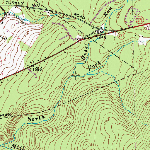 Topographic Map of Hess Run, PA