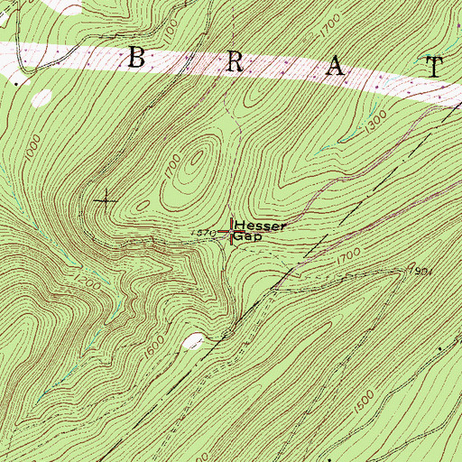 Topographic Map of Hesser Gap, PA