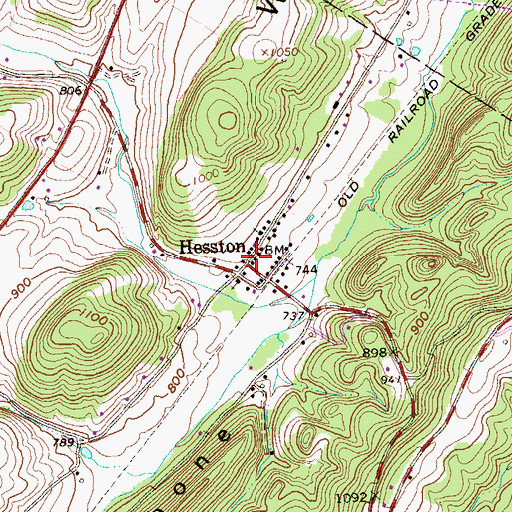 Topographic Map of Hesston, PA