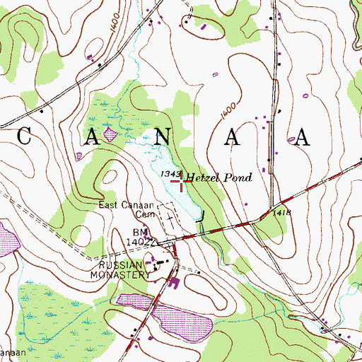 Topographic Map of Hetzel Pond, PA