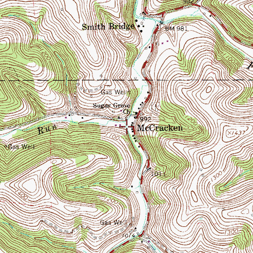 Topographic Map of Hewitt Run, PA