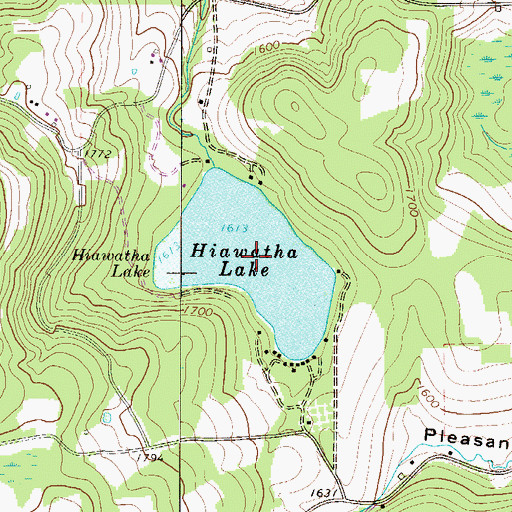 Topographic Map of Hiawatha Lake, PA