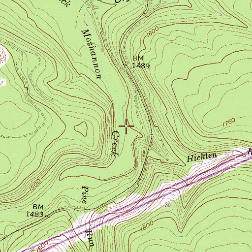 Topographic Map of Hicklen Run, PA