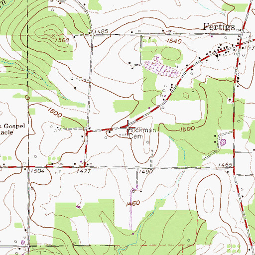 Topographic Map of Hickman Cemetery, PA