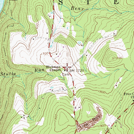 Topographic Map of Hickman Chapel, PA