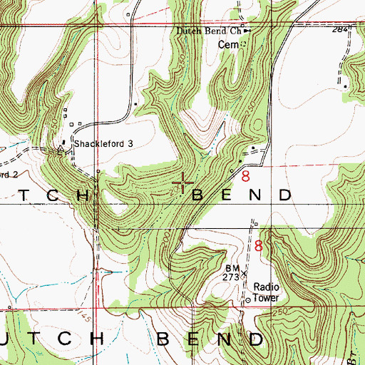Topographic Map of Dutch Bend, AL