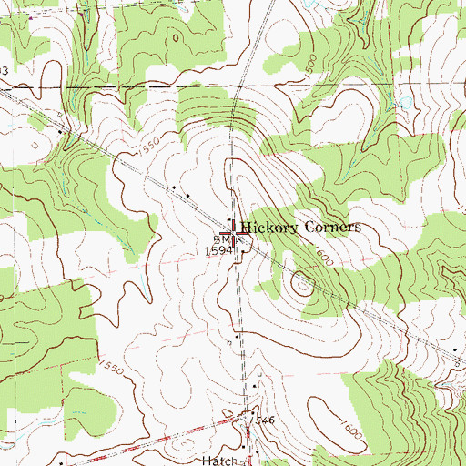Topographic Map of Hickory Corners, PA