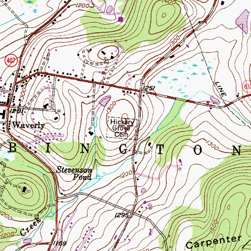 Topographic Map of Hickory Grove Cemetery, PA