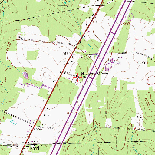 Topographic Map of Hickory Grove Church, PA