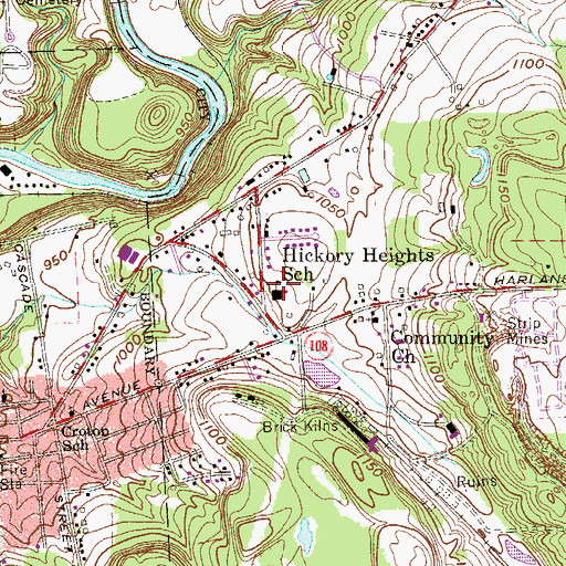 Topographic Map of Hickory Heights School, PA