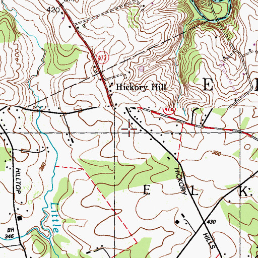 Topographic Map of Hickory Hill, PA