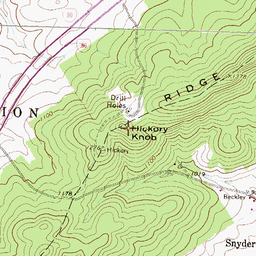 Topographic Map of Hickory Knob, PA