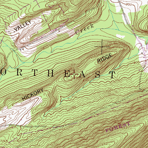 Topographic Map of Hickory Ridge, PA