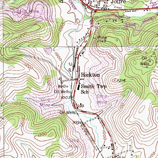 Topographic Map of Hickton, PA