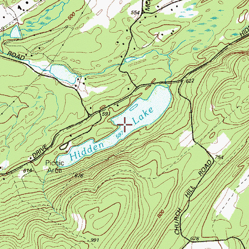 Topographic Map of Hidden Lake, PA
