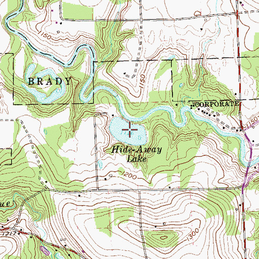 Topographic Map of Hide-Away Lake, PA