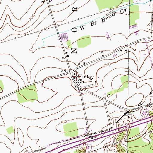 Topographic Map of Hidlay Church, PA