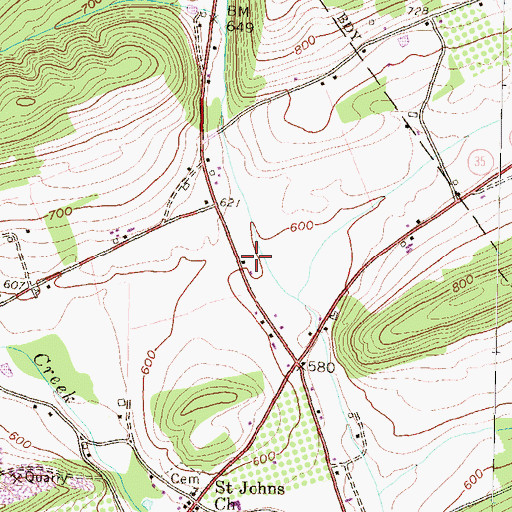 Topographic Map of Hiester Valley, PA