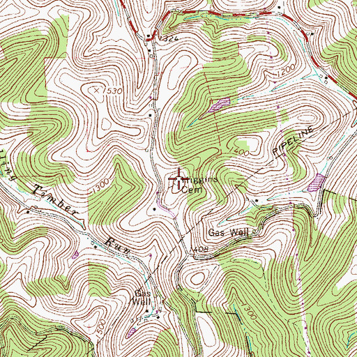 Topographic Map of Higgins Cemetery, PA