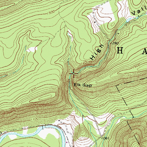 Topographic Map of High Valley, PA