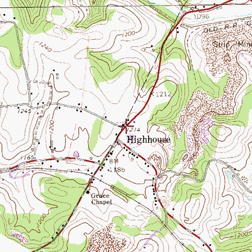 Topographic Map of Highhouse, PA
