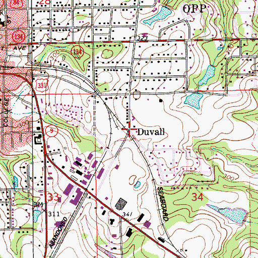 Topographic Map of Duvall, AL