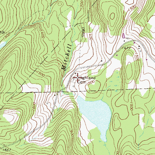 Topographic Map of Highland Cemetery, PA