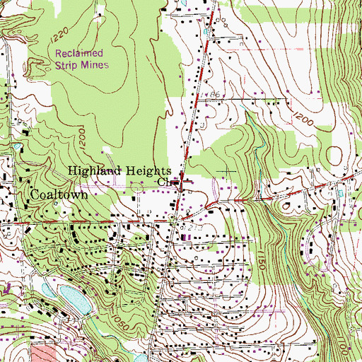 Topographic Map of Highland Heights Church, PA