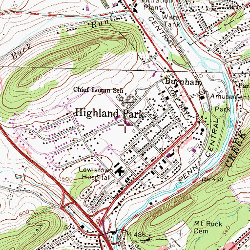Topographic Map of Highland Park, PA