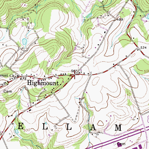 Topographic Map of Highmount, PA