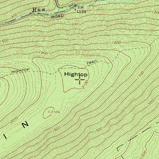 Topographic Map of Hightop, PA