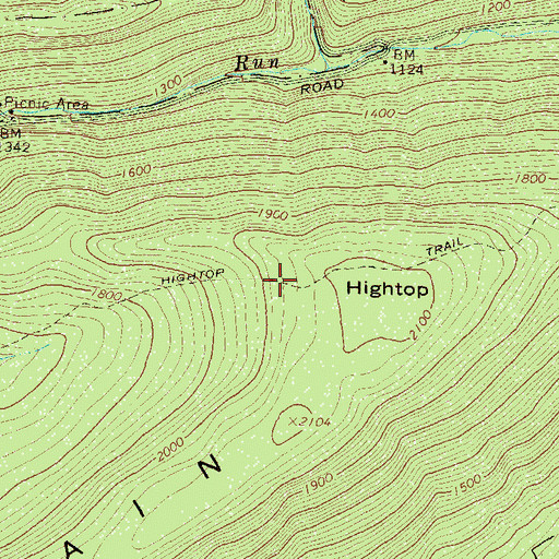 Topographic Map of Hightop Trail, PA