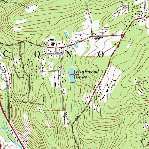 Topographic Map of Highwood Lake, PA