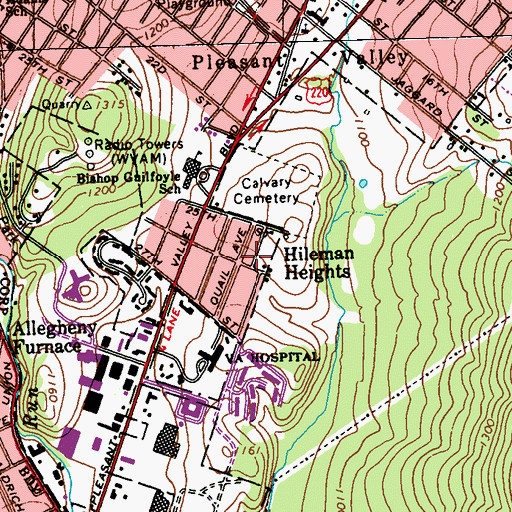 Topographic Map of Hileman Heights, PA
