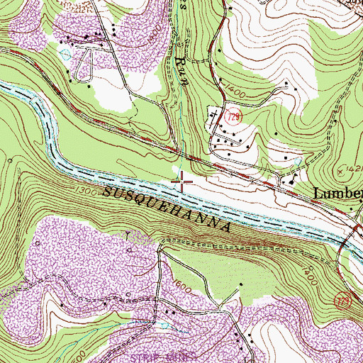 Topographic Map of Hiles Run, PA