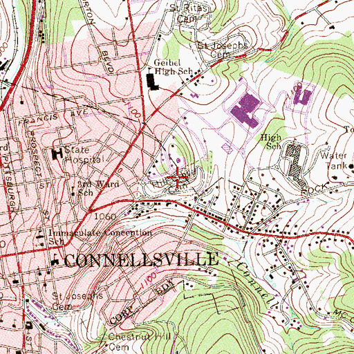 Topographic Map of Hill Grove Cemetery, PA