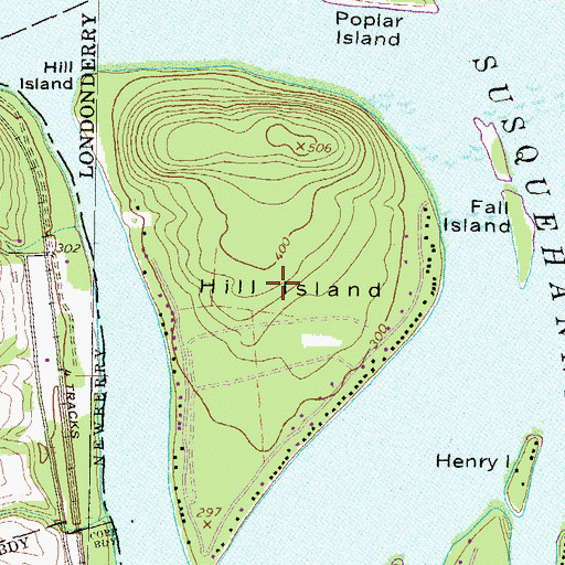 Topographic Map of Hill Island, PA