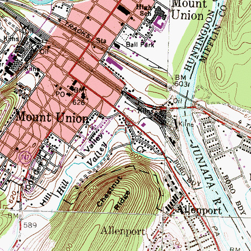 Topographic Map of Hill Valley, PA