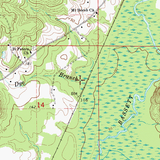 Topographic Map of Dye Branch, AL