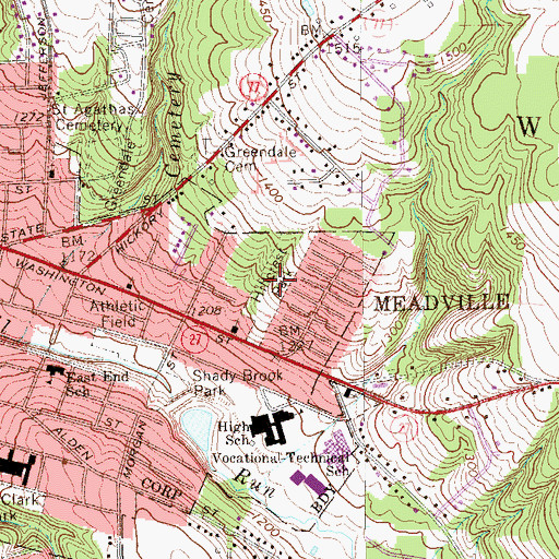 Topographic Map of Hillcrest Park, PA