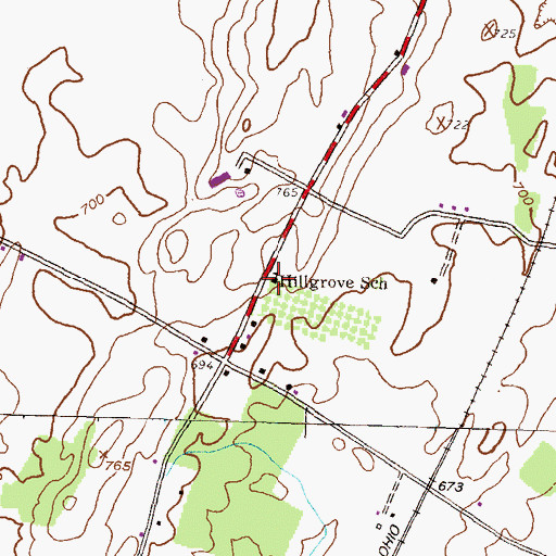 Topographic Map of Hillgrove School, PA