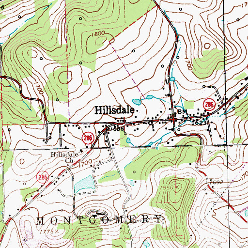 Topographic Map of Hillsdale, PA