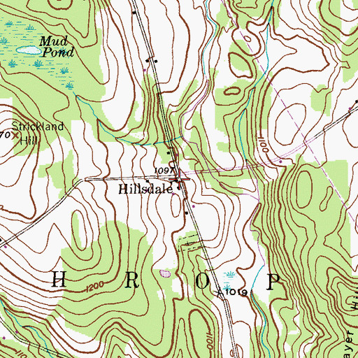 Topographic Map of Hillsdale, PA