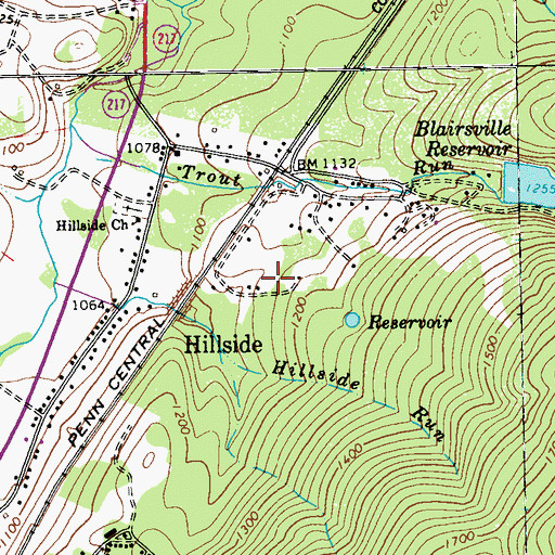 Topographic Map of Hillside, PA