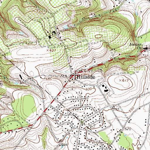 Topographic Map of Hillside, PA