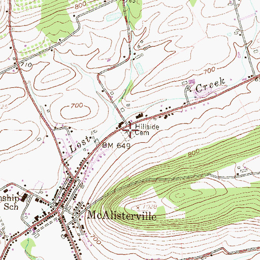 Topographic Map of Hillside Cemetery, PA
