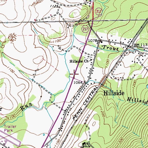 Topographic Map of Hillside Run, PA